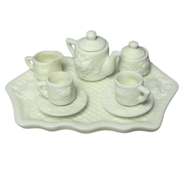New World Bizaars Other - New World Bazaars Inc. Floral Fantasy Miniature Tea 8 Piece Set Beige